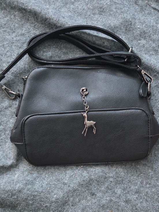 SHEIN Handbags - SHEIN Black Crossbody Bag with Deer Charm Accent